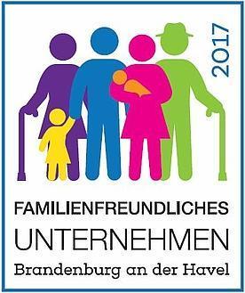 Buntes Logo mit abstrakter Darstellung einer Familie mit Großeltern, Eltern und Kinder
