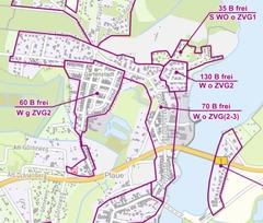 Auszug aus der digitalen Bodenrichtwertkarte Bereich Plaue zum Stichtag 01.01.2026.