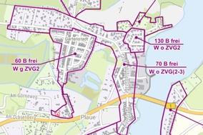 Auszug aus der digitalen Bodenrichtwertkarte Bereich Plaue zum Stichtag 01.01.2026.