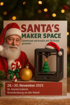 Werbeposter für Santas Maker Space.
