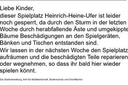 Aktueller Aushang am Piratenspielplatz.