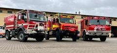 TLF aus Niedersachsen, TLF auf Unimog Fahrgestell der Berufsfeuerwehr Stuttgart, und TLF auf Tatra Fahrgestell aus Brandenburg (v.li. n. re.)