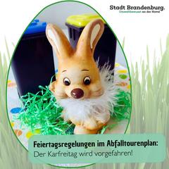 Osterhase vor den Mülltonnen
