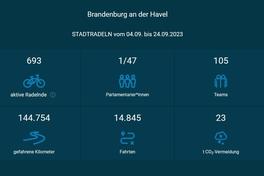 Screenshot von der Ergebnistabelle von STADTRADELN – Gesamtergebniswerte wie im Pressetext erwähnt