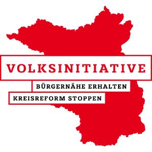 Grafik vom Land Brandenburg mit dem Schriftzug "Volksinitiative Kreisreform stoppen"
