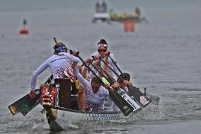 Zieleinlauf der deutschen Mannschaft bei der Drachenboot-WM.