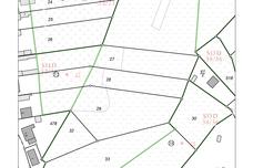 schwarz-weiß Kartendarstellung der Flurstücke mit Kennzahlen der Bodenschätzung