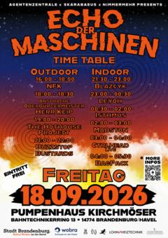 Der Fahrplan für den finalen Havelsommer-Freitag am und im Pumpenhaus in Kirchmöser.