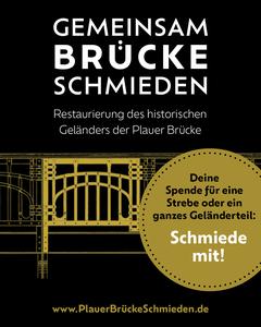 Flyer zum Spendenaufruf für die alte Plauer Brücke.