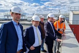 Thomas Rosenberg, Steffen Scheller, Daniel Keller, Klaus Piefke und Gunter Haase über den Dächern der Stadt Premnitz.