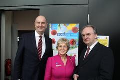 Ministerpräsident Dr. Dietmar Woidke, BUGA-Zweckverbandsvorsitzende Dr. Dietlind Tiemann und Ministerpräsident Dr. Reiner Haseloff, Sachsen-Anhalt