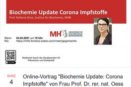 Online-Vortrag "Biochemie Update: Corona Impfstoffe" von Frau Prof. Dr. rer. nat. Oess