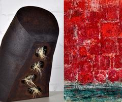 Bild zeigt eine rostbraune Skulptur.