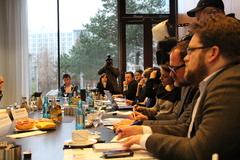 ...stellen sich den Fragen der Journalisten in Berlin