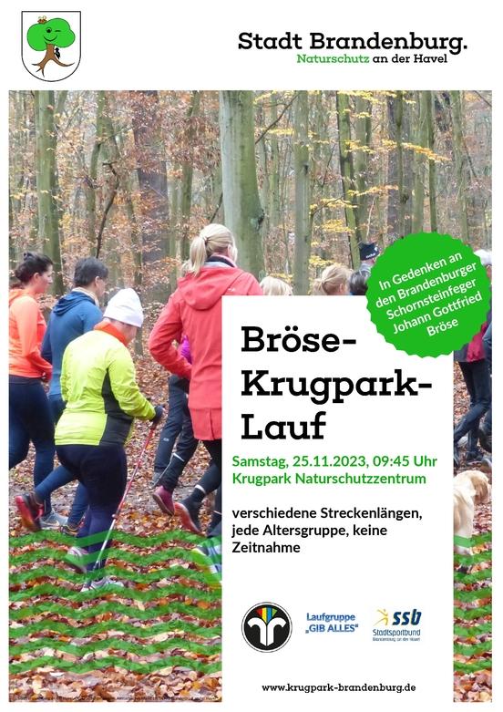 Plakat mit Läuferinnen und Läufer im Krugpark, Text wird im nebenstehenden Artikel wiedergegeben