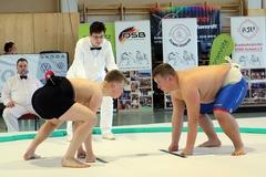 Zwei Kämpfer stehen sich zu Beginn bückend gegenüber.