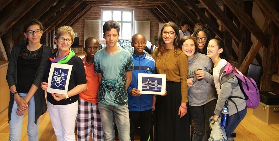 Schüler mit Dietlind Tiemann