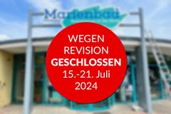Hinweisschild zur Schließung des Marienbades