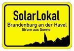 Logo in Anlehnung an ein gelbes Orteingangsschild mit Schwarzer Schrift SolarLokal