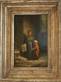  Theodor Hosemann, Bettelnde Kinder, Öl auf Holz, 1845