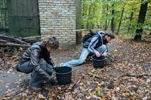 Schüler beim Sammeln.