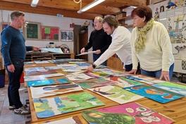 Die Undine-Illustratoren-Jury bei der Arbeit: Thomas Bartel, Matthias Frohl, Tobias Öchsle, Cornelia Stabrodt und Thomas Messerschmidt.