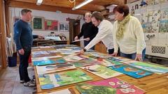 Die Undine-Illustratoren-Jury bei der Arbeit: Thomas Bartel, Matthias Frohl, Tobias Öchsle, Cornelia Stabrodt und Thomas Messerschmidt.