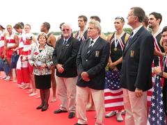 LRV-Präsident und Org.-Chef Hartmut Duif (v.R., 2.v.l.) mit Oberbürgermeisterin Dr. Dietlind Tiemann, FISA-Präsident Dennis Oswald sowie FISA-Executive Director Matt Smith zum Abschluss der U 23 WM 2008.
