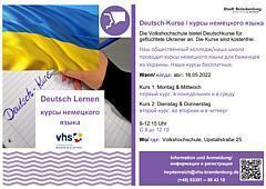 Kostenfreie Deutschkurse für Ukrainer an der VHS