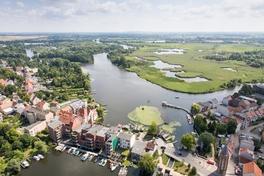 Luftbild des Mühlenstaus an der Oberhavel