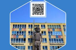 Der QR-Code auf dem Plakat führt direkt zur Roland-Rallye. Quelle: Bürgerhaus Hohenstücken, T. Haberecht