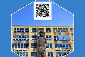 Der QR-Code auf dem Plakat führt direkt zur Roland-Rallye. Quelle: Bürgerhaus Hohenstücken, T. Haberecht