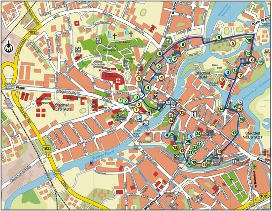 Das ist die Karte zur Ringwanderung durch die Stadt Brandenburg an der Havel