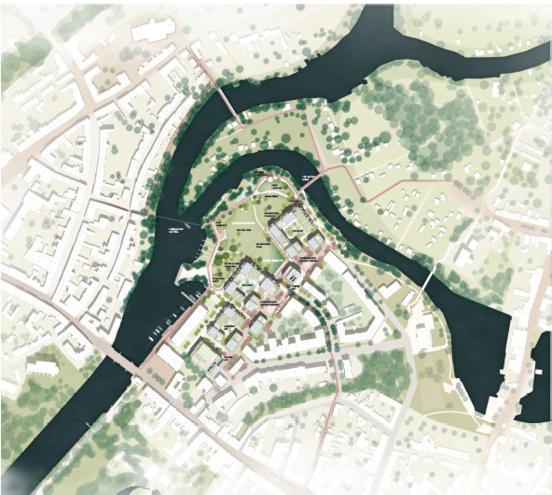 Lageplan von ISSS research- architecture-urbanism - Sabatier Schwarz Architekten PartGmbB, Berlin mit Bauchplan Landschaftsarchitekten und Stadtolaner PartGmbB, München