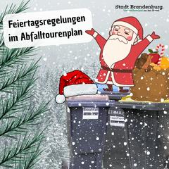 Ein Weihnachtsmann auf der Mülltonne