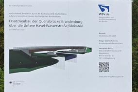 Das Bauschild zur Quenzbrücke