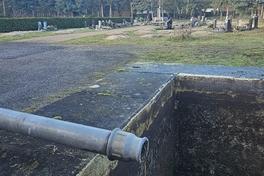 Eine der Entnahmestellen, deren Wasserhahn gestohlen wurde.