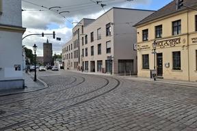 Ansicht des Kurvenbereiches Plauer Straße / Ritterstraße