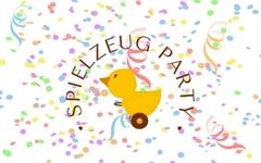 Bunte Ente im Konfetti.