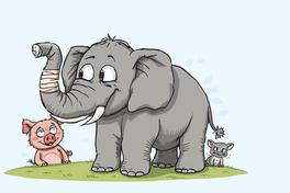 Ein Elefant und ein Schwein
