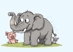 Ein Elefant und ein Schwein