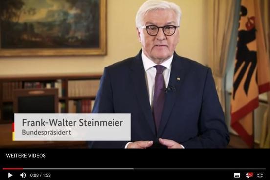 Video-Ausschnitt mit dem Bild des Bundespräsidenten Frank-Walter Steinmeier