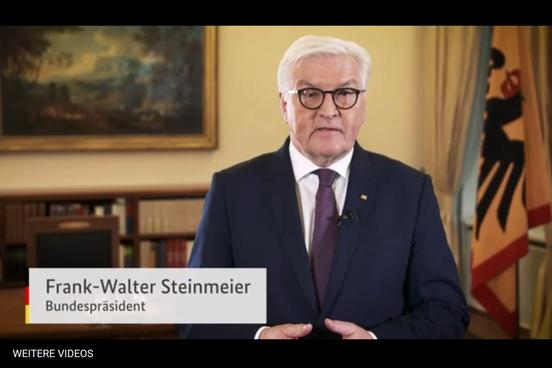 Video-Ausschnitt mit dem Bild des Bundespräsidenten Frank-Walter Steinmeier