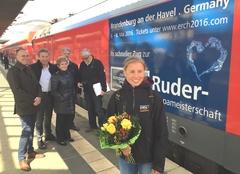 Werbung für die Ruder-EM auf dem RE1