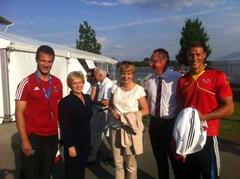 Freuen sich auf ein großartiges Wettkampfwochenende: Ronald Verch, Oberbürgermeisterin Dietlind Tiemann, Sportministerin Martina Münch und Yul Oeltze