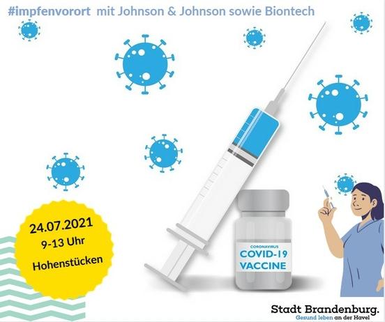 Grafik: Impfenvorort in Hohenstücken am 24.07.2021 von 9-13 Uhr