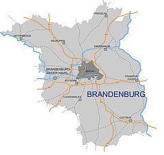 Karte vom Land Brandenburg mit Verkehrswegen