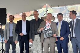 Die Chefs der Arbeitsagenturen und Jobcenter erölffneten die Messe mit OB Steffen Scheller und Landrat Marko Köhler