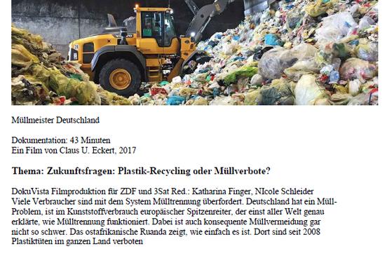 Dokumentation "Müll-Meister Deutschland" wird gezeigt