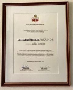 Marga Goren-Gothelf ist offiziell neue Ehrenbürgerin der Stadt Brandenburg an der Havel